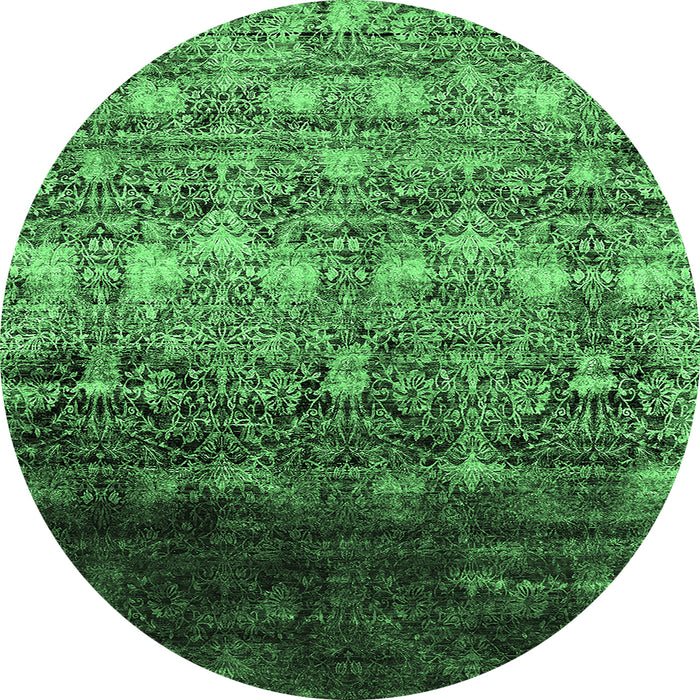 Round Oriental Emerald Green Industrial Rug, urb1534emgrn