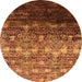 Round Oriental Orange Industrial Rug, urb1534org