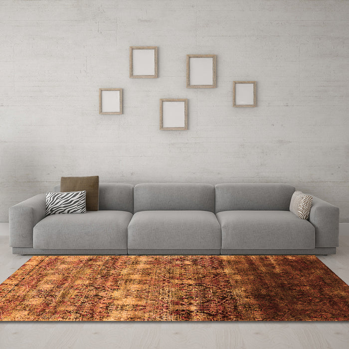 Machine Washable Oriental Orange Industrial Area Rugs in a Living Room, wshurb1534org