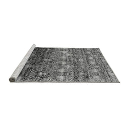 Sideview of Machine Washable Oriental Gray Industrial Rug, wshurb1534gry