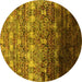 Round Oriental Yellow Industrial Rug, urb1534yw