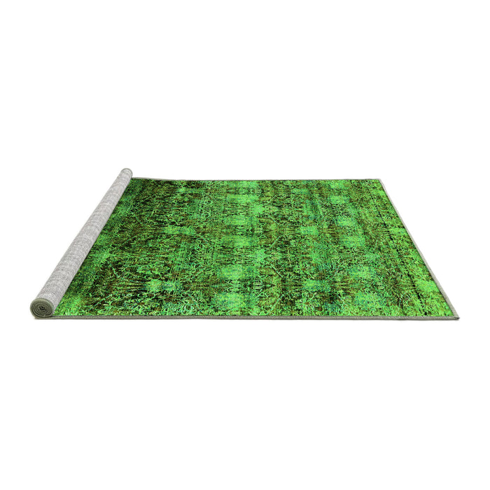 Sideview of Machine Washable Oriental Green Industrial Area Rugs, wshurb1534grn