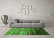 Machine Washable Oriental Green Industrial Area Rugs in a Living Room,, wshurb1534grn