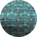 Round Oriental Light Blue Industrial Rug, urb1534lblu