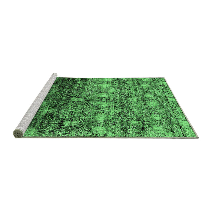 Sideview of Machine Washable Oriental Emerald Green Industrial Area Rugs, wshurb1534emgrn