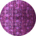 Round Machine Washable Oriental Pink Industrial Rug, wshurb1535pnk