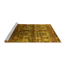 Sideview of Machine Washable Oriental Yellow Industrial Rug, wshurb1535yw