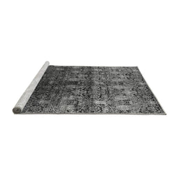 Sideview of Machine Washable Oriental Gray Industrial Rug, wshurb1535gry