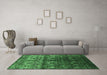 Machine Washable Oriental Emerald Green Industrial Area Rugs in a Living Room,, wshurb1535emgrn