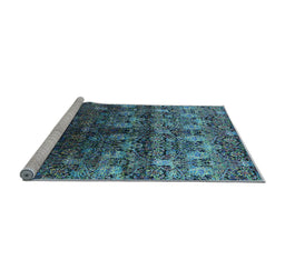 Sideview of Machine Washable Oriental Light Blue Industrial Rug, wshurb1535lblu