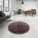Round Machine Washable Industrial Modern Purple Lily Purple Rug in a Office, wshurb1535