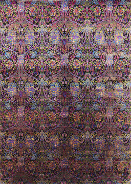 Machine Washable Industrial Modern Purple Lily Purple Rug, wshurb1535