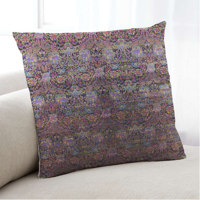 Lifestyle Image of Mid-Century Modern Urban Square Purple Lily Purple Throw Pillow, 18 inch by 18 inch, pwurb1535