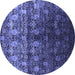 Round Oriental Blue Industrial Rug, urb1535blu