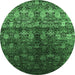 Round Oriental Emerald Green Industrial Rug, urb1535emgrn