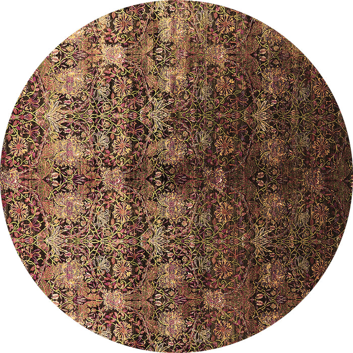 Round Oriental Brown Industrial Rug, urb1535brn