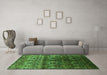 Machine Washable Oriental Green Industrial Area Rugs in a Living Room,, wshurb1535grn
