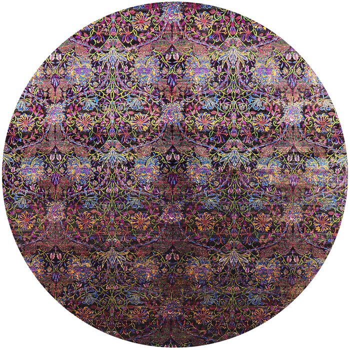 Round Machine Washable Industrial Modern Purple Lily Purple Rug, wshurb1535