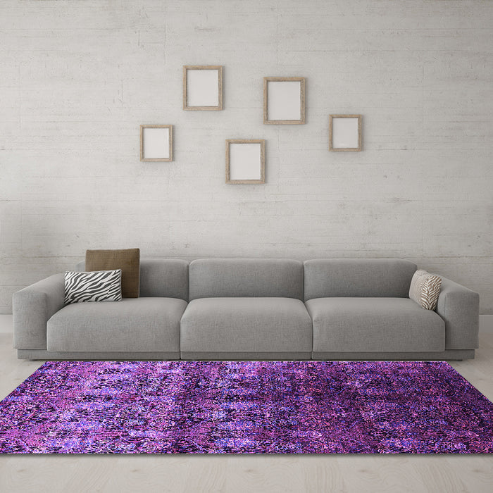Machine Washable Oriental Purple Industrial Area Rugs in a Living Room, wshurb1535pur