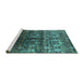 Sideview of Machine Washable Oriental Turquoise Industrial Area Rugs, wshurb1535turq