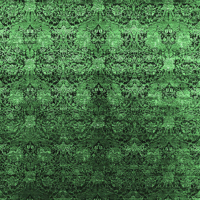 Square Machine Washable Oriental Emerald Green Industrial Area Rugs, wshurb1535emgrn