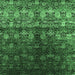 Square Machine Washable Oriental Emerald Green Industrial Area Rugs, wshurb1535emgrn