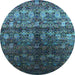 Round Oriental Light Blue Industrial Rug, urb1535lblu