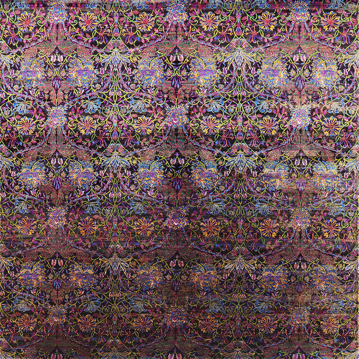 Square Mid-Century Modern Purple Lily Purple Oriental Rug, urb1535