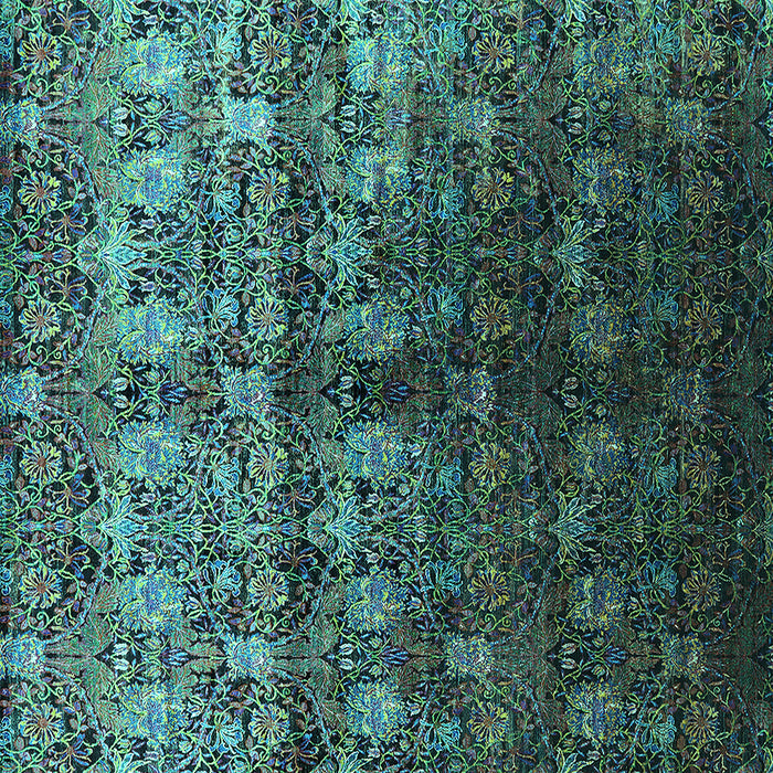 Square Oriental Turquoise Industrial Rug, urb1535turq