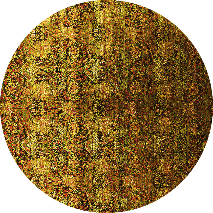 Round Oriental Yellow Industrial Rug, urb1535yw