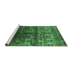 Sideview of Machine Washable Oriental Emerald Green Industrial Area Rugs, wshurb1535emgrn