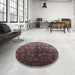 Round Mid-Century Modern Purple Lily Purple Oriental Rug in a Office, urb1535