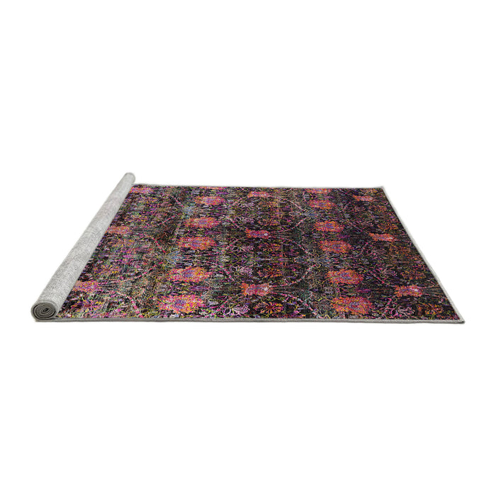 Sideview of Machine Washable Industrial Modern Purple Lily Purple Rug, wshurb1536