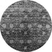 Round Machine Washable Oriental Gray Industrial Rug, wshurb1536gry