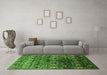 Machine Washable Oriental Green Industrial Area Rugs in a Living Room,, wshurb1536grn