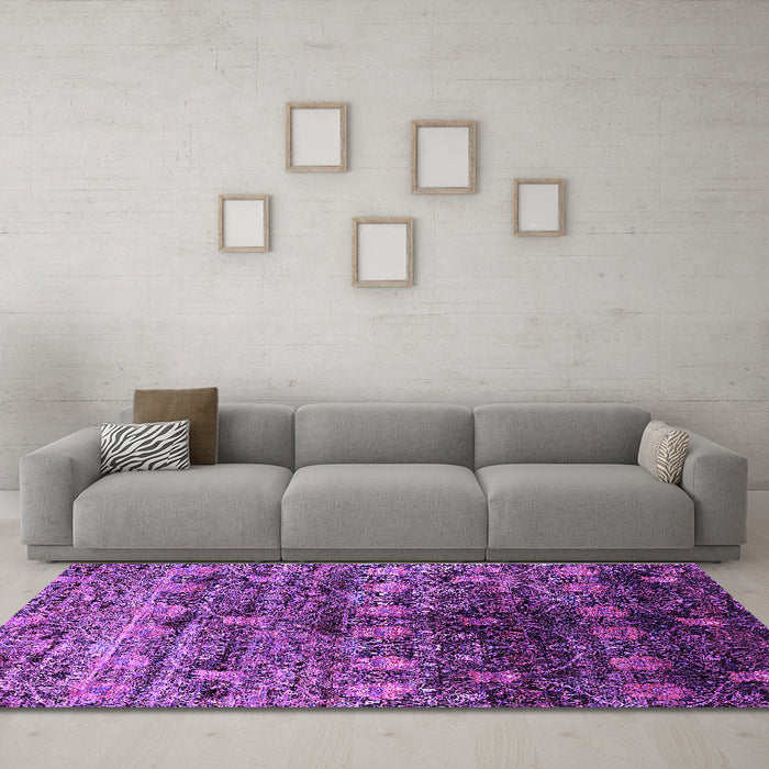 Machine Washable Oriental Purple Industrial Area Rugs in a Living Room, wshurb1536pur