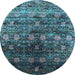 Round Oriental Light Blue Industrial Rug, urb1536lblu