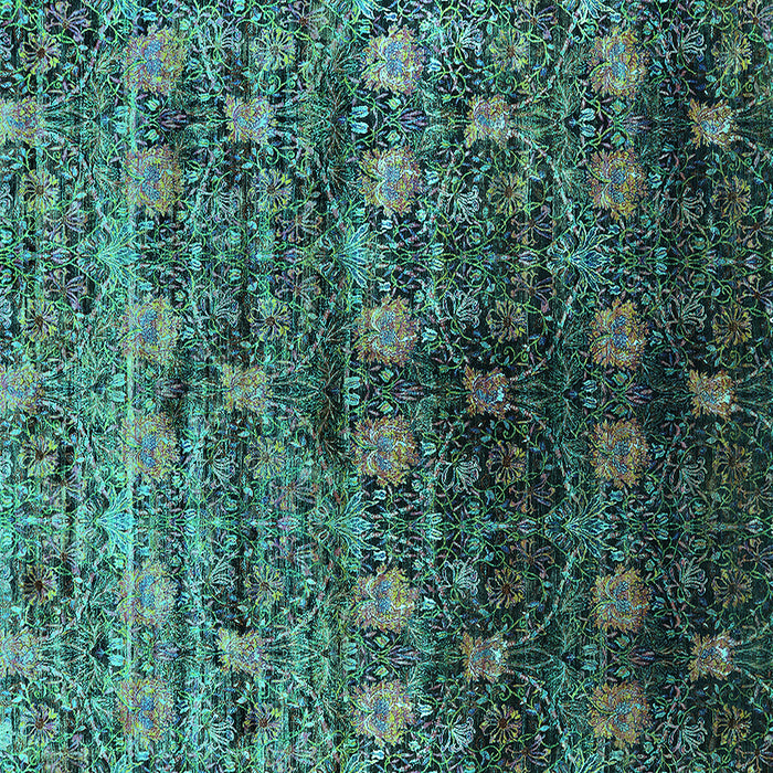 Square Oriental Turquoise Industrial Rug, urb1536turq