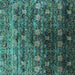 Square Oriental Turquoise Industrial Rug, urb1536turq