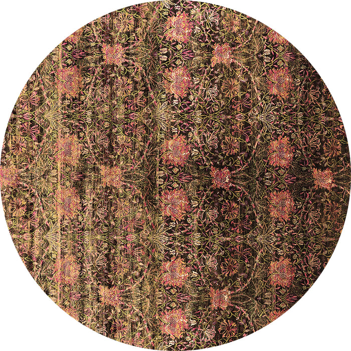 Round Oriental Brown Industrial Rug, urb1536brn