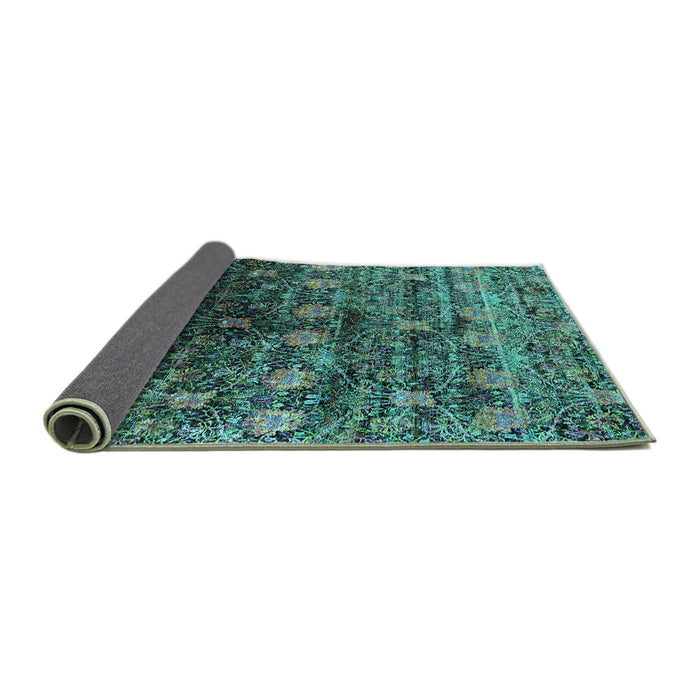 Sideview of Oriental Turquoise Industrial Rug, urb1536turq