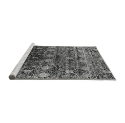Sideview of Machine Washable Oriental Gray Industrial Rug, wshurb1536gry