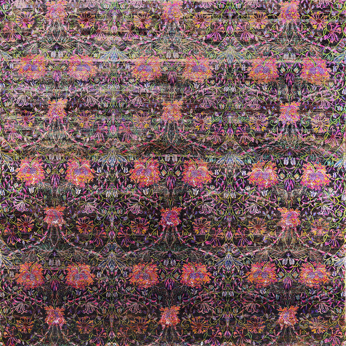 Square Mid-Century Modern Purple Lily Purple Oriental Rug, urb1536