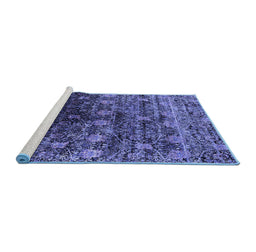 Sideview of Machine Washable Oriental Blue Industrial Rug, wshurb1536blu
