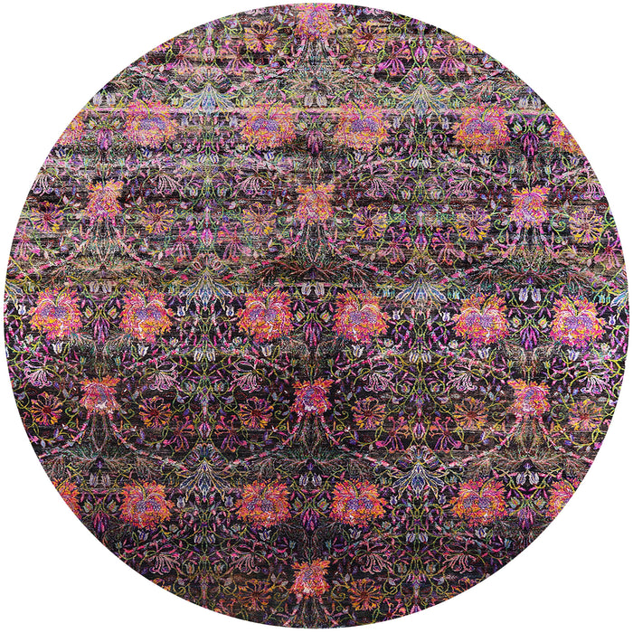 Round Machine Washable Industrial Modern Purple Lily Purple Rug, wshurb1536