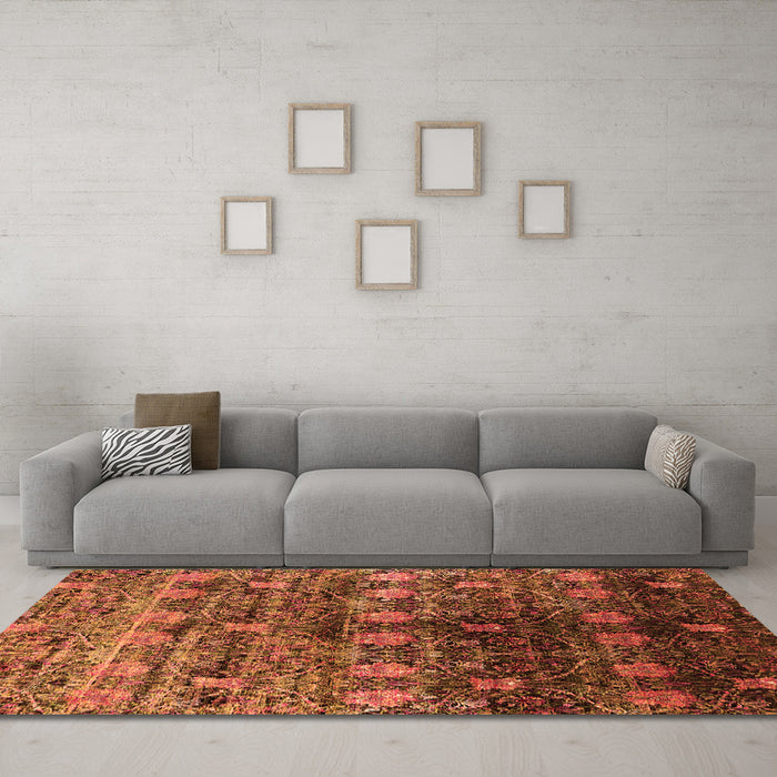 Machine Washable Oriental Orange Industrial Area Rugs in a Living Room, wshurb1536org