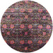 Round Mid-Century Modern Purple Lily Purple Oriental Rug, urb1536