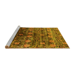 Sideview of Machine Washable Oriental Yellow Industrial Rug, wshurb1536yw