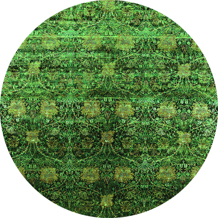 Round Oriental Green Industrial Rug, urb1536grn