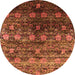 Round Oriental Orange Industrial Rug, urb1536org